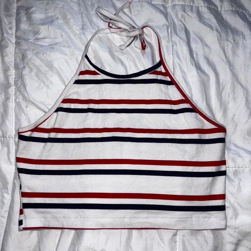Vintage Charlotte, Russe red and white striped halter crop tank top